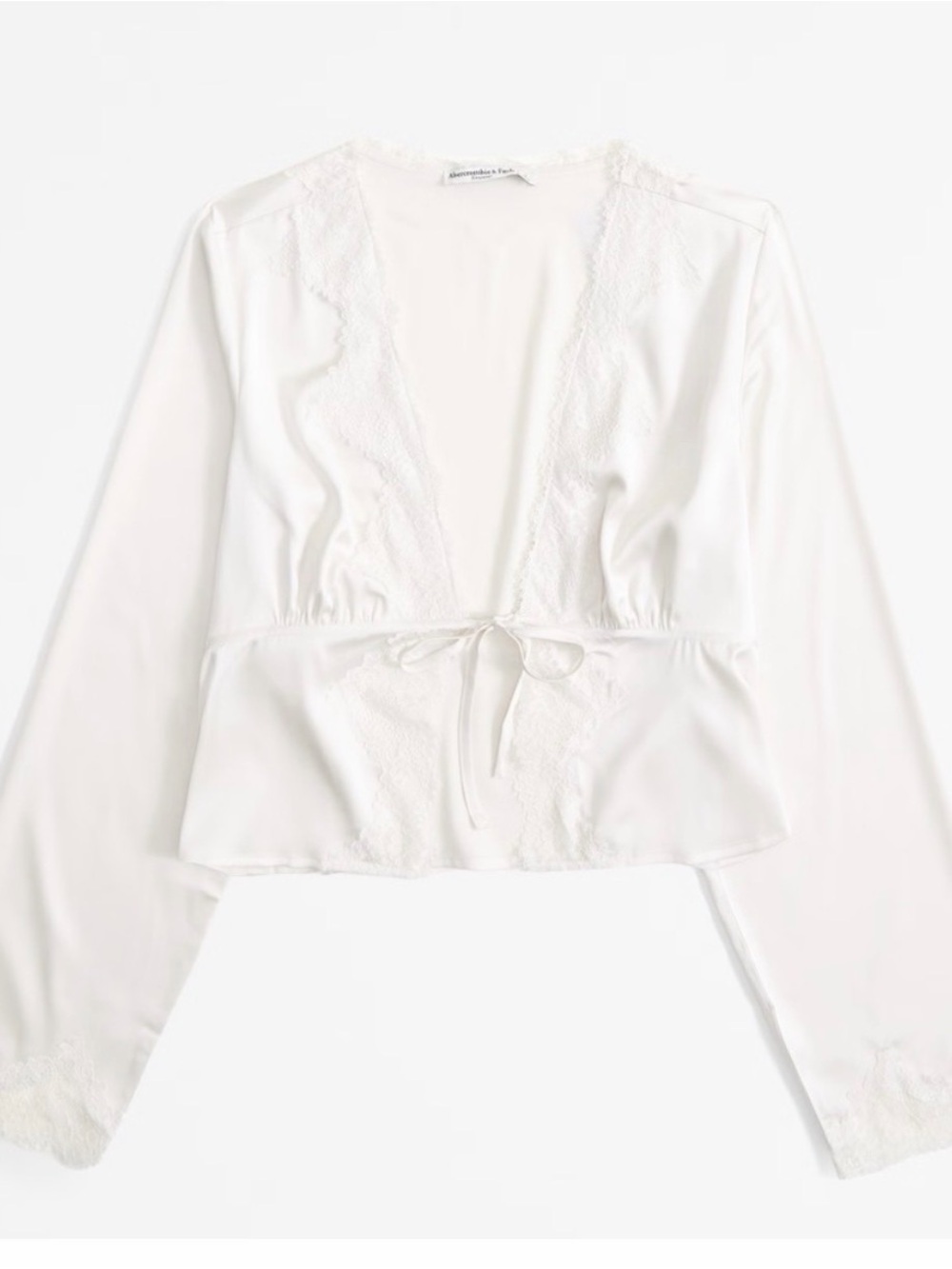 Abercrombie Lace and Satin Cream Crop Top